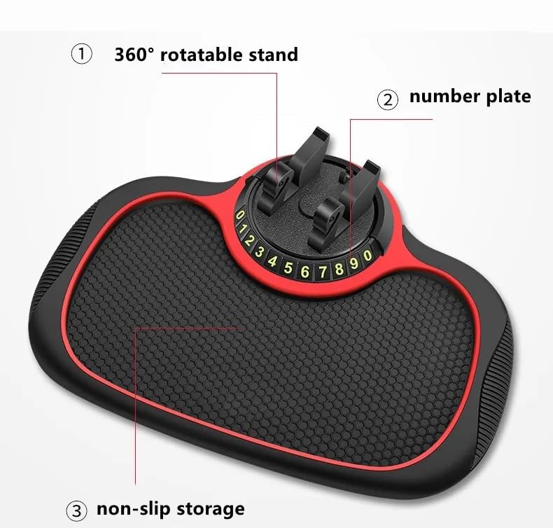 Multifunction Car Anti-Slip Mat Auto Phone Holder, Car Phone Mount Silicone Car Pad Mat, Universal Multifunction Car Dashboard Mat with Phone Holder in Car, for Phones, Keys, Gadgets (1 PC)