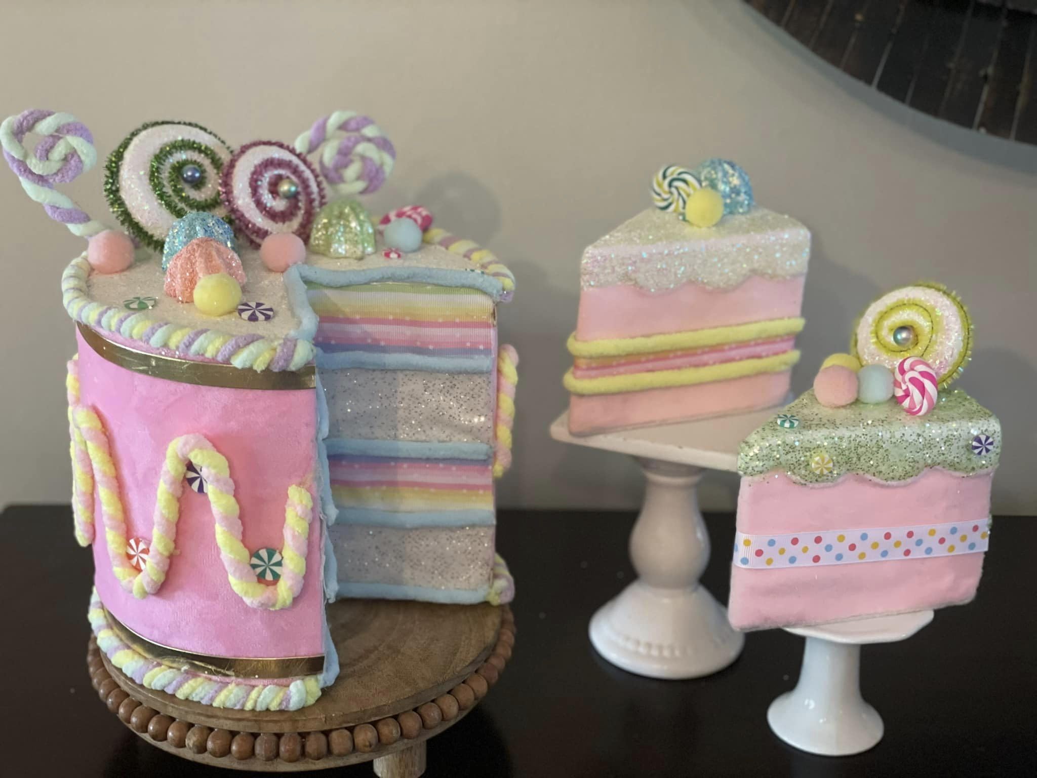 Candy Land FAke Bake Sparkly Large FAux Cake/Tier Tray Decor/Tree Topper/Cake Stand Decor