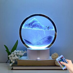 15ml usb quicksand table lamp, three-dimensional sand painting table lamp, mobile hourglass decorative ambient light, living room bedroom quicksand table lamp, home decoration, gifts (blue)