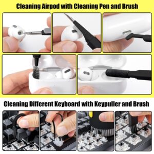 Computer Keyboard Cleaner Kit, Laptop Screen Cleaning Spray for iPhone AirPods Cell Phone MacBook iPad Pro, 20-in-1 Electronic Clean Brush Tool for Earbuds iPod PC Monitor TV Earphone Camera - Black