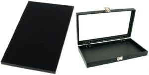 foam insert 144 ring slot & glass top black jewelry display case
