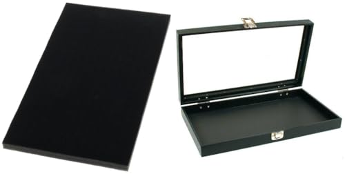 Foam Insert 144 Ring Slot & Glass Top Black Jewelry Display Case