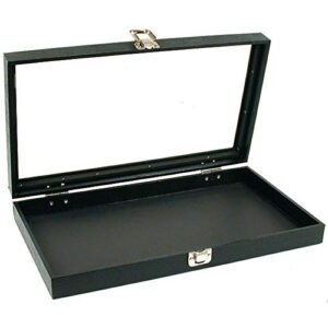 Foam Insert 144 Ring Slot & Glass Top Black Jewelry Display Case