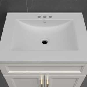 UpWiew Bathroom Vanity with Ceramic Sink, 24", White