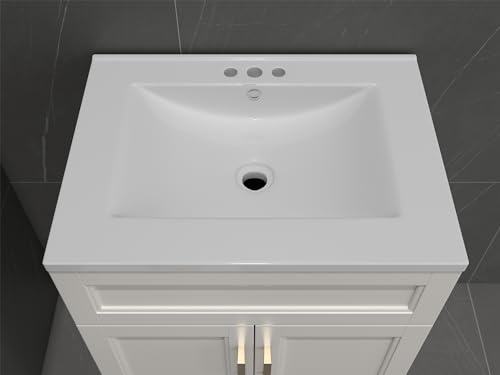 UpWiew Bathroom Vanity with Ceramic Sink, 24", White