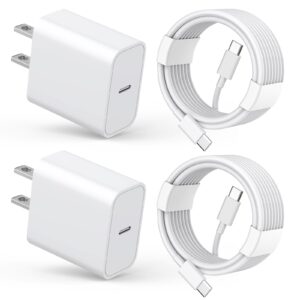 iiozo iphone 15 pro max charger fast charging, 2 pack pd 20w type c fast charger block with 2 pack 6ft usb c to usb c cable compatible for iphone 15/15 plus/15 pro max/15 pro max, ipad pro/air/mini