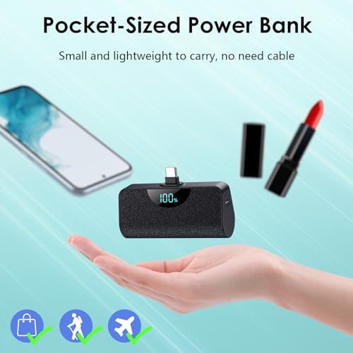 Mini Portable Charger for iPhone 15, Upgraded 5200mAh USB C Power Bank, LCD Display Battery Pack Android Charger Compatible with iPhone 15/15 Plus/15 Pro/15 Pro Max,Samsung S23/S22, Android Phones