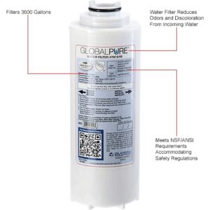 Global Industrial Global Pure Replacement Water Filter, Compatible with Elkay Water Fountain Filters 51300C, 3 Pack