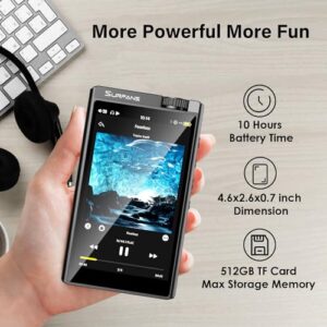 Surfans HiFi Mp3 Player with Bluetooth: F35 DSD Lossless Music Player - 4.0 inches Hi Res Digital Audio Player 128GB Support up to 512GB Memory Card