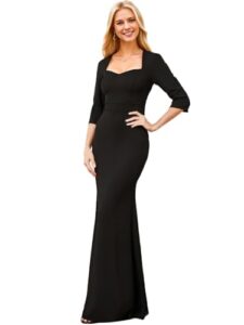 ever-pretty women's elegant half sleeves mermaid maxi casual dress black us4