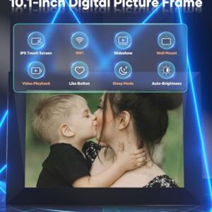 Cozyla Digital Picture Frame WiFi Free Unlimited Storage AI-Powered Send Pictures & Video via Google Photos Email Web Browser App Digital Photo Frame Electronic Picture Frame Slideshow 10.1 Inch Black