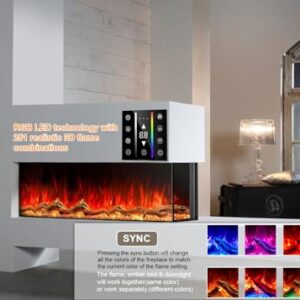 3-Sided Electric Fireplace Heater 80" Smart WiFi- Enabled Electric Fireplace Unit with 251 Color Flames Combinations, 3000/1500Watt Heater Wall Mount & Recessed Fireplace Inserts -Black