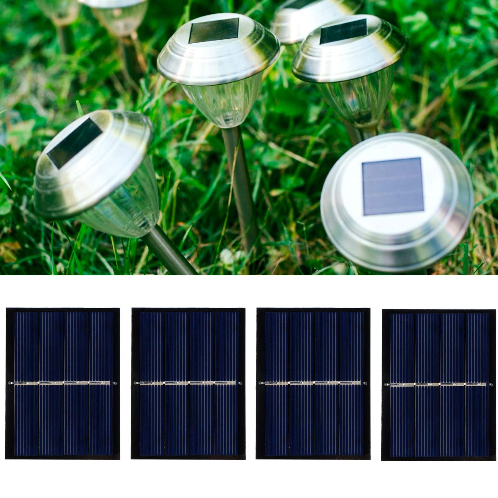 Nachukan 4Pcs 0.65W 2V DIY Solar Panel Charging Module System Board for Solar Toys Lights Battery - 60x80mm Outdoor Solar Panel Kits