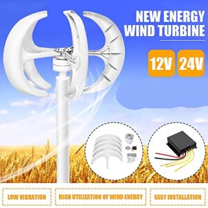 High Efficiency 3000W 12V/24V/48V Vertical Wind Turbine Generator Home Windmill Yacht Farm Lantern Wind Power Turbine Generator (White),24v