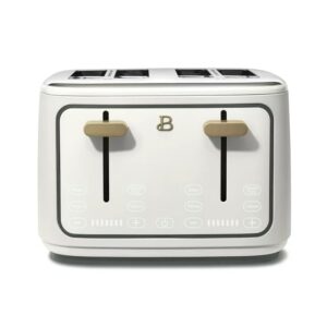 4-slice toaster with touch-activated display (white icing)