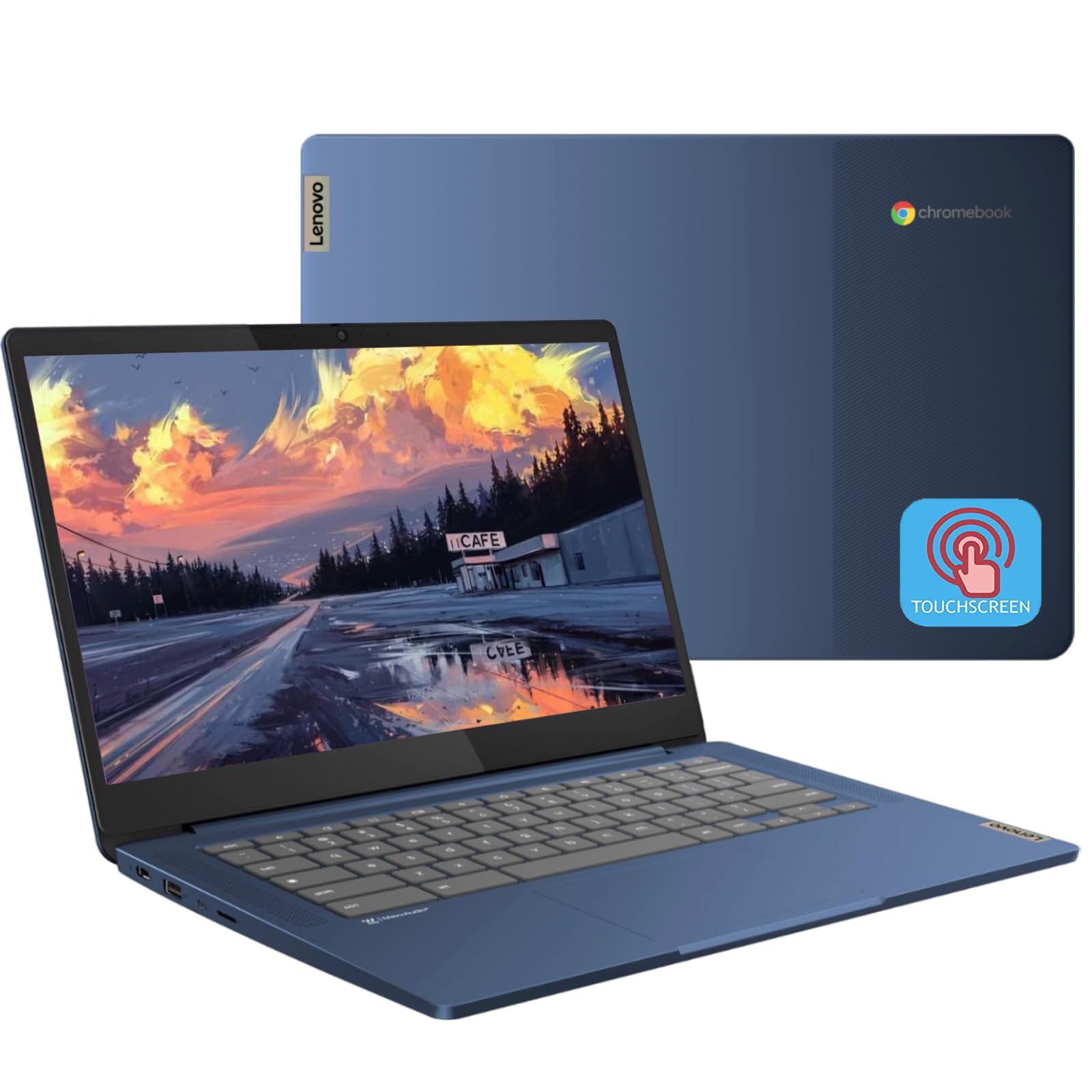 Lenovo ideaPad Slim-3 Chromebook Laptop - 14" FHD Touch Screen for Student and Business, MediaTek 520 (8-Core), 4GB RAM, 64GB eMMC, 128GB Micro SD, 13.5H Long Battery Life, Wi-Fi 6, Webcam, Chrome OS