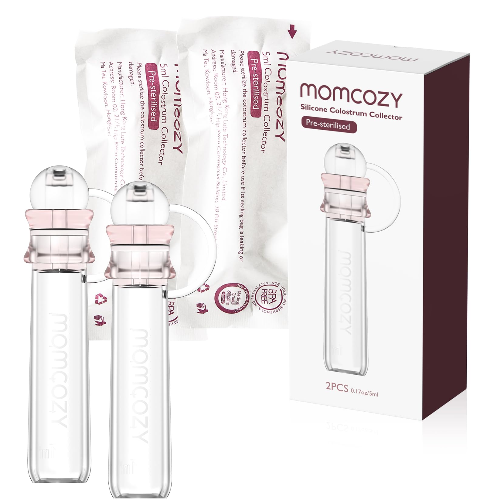 Momcozy Colostrum Collection Toll Kit, Food-grade Silicone Colostrum Collector with Portable Storage Box, Cleaning Brush & Other Accessories, 5ml 1PC