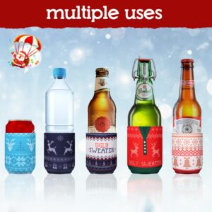 Tiamon 12 Pcs Christmas Ugly Sweater Beer Can Sleeves Xmas Can Cooler Sleeves Funny Christmas Can Covers Drink Beverages Bottle Sleeves Holiday Party Gift Decorations Supplies