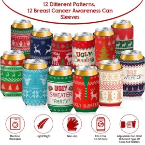 Tiamon 12 Pcs Christmas Ugly Sweater Beer Can Sleeves Xmas Can Cooler Sleeves Funny Christmas Can Covers Drink Beverages Bottle Sleeves Holiday Party Gift Decorations Supplies