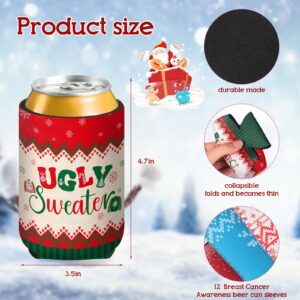 Tiamon 12 Pcs Christmas Ugly Sweater Beer Can Sleeves Xmas Can Cooler Sleeves Funny Christmas Can Covers Drink Beverages Bottle Sleeves Holiday Party Gift Decorations Supplies