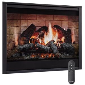 simplifire inception 36" electric fireplace with mantel option - digital spark technology true-to-life flames, glowing embers, hand-painted logs, wifi intellifire app, voice & remote control - folio