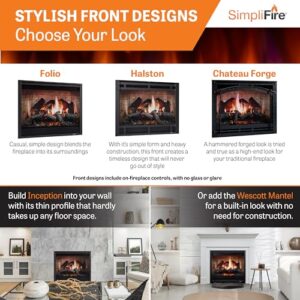 SimpliFire Inception 36" Electric Fireplace with Mantel Option - Digital Spark Technology True-to-Life Flames, Glowing Embers, Hand-Painted Logs, WiFi IntelliFire App, Voice & Remote Control - Folio