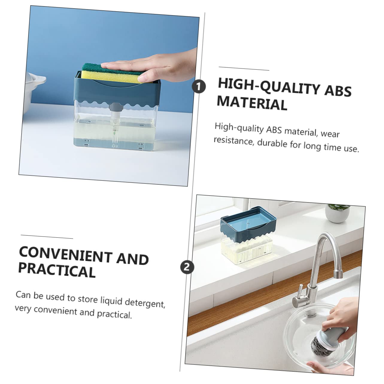 Alipis Soap Pump Dispenser 1PC Presser 2 in 1 Kitchen Sponge Holder Sponge Tray Sink Sponge Hand wash Dispenser Kitchen Sink Sink Dispenser Sink Pump foaming Dispenser abs Soap Counter