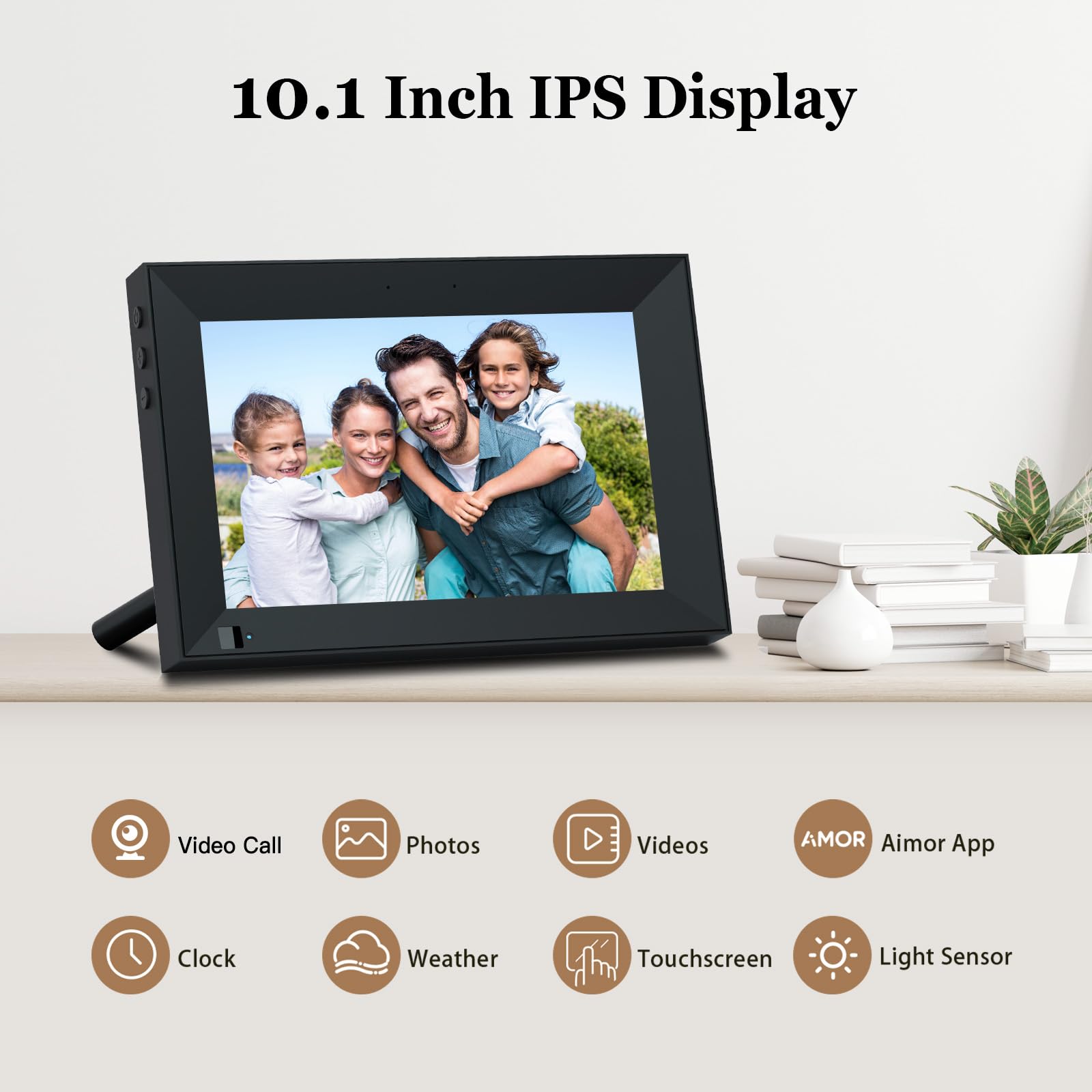 10.1" WiFi Digital Picture Frame,16GB Smart Digital Photo Frame with Video Call,1280x800 IPS LCD Touch Screen,Auto-Rotate, Share Photos and Videos via App from Anywhere