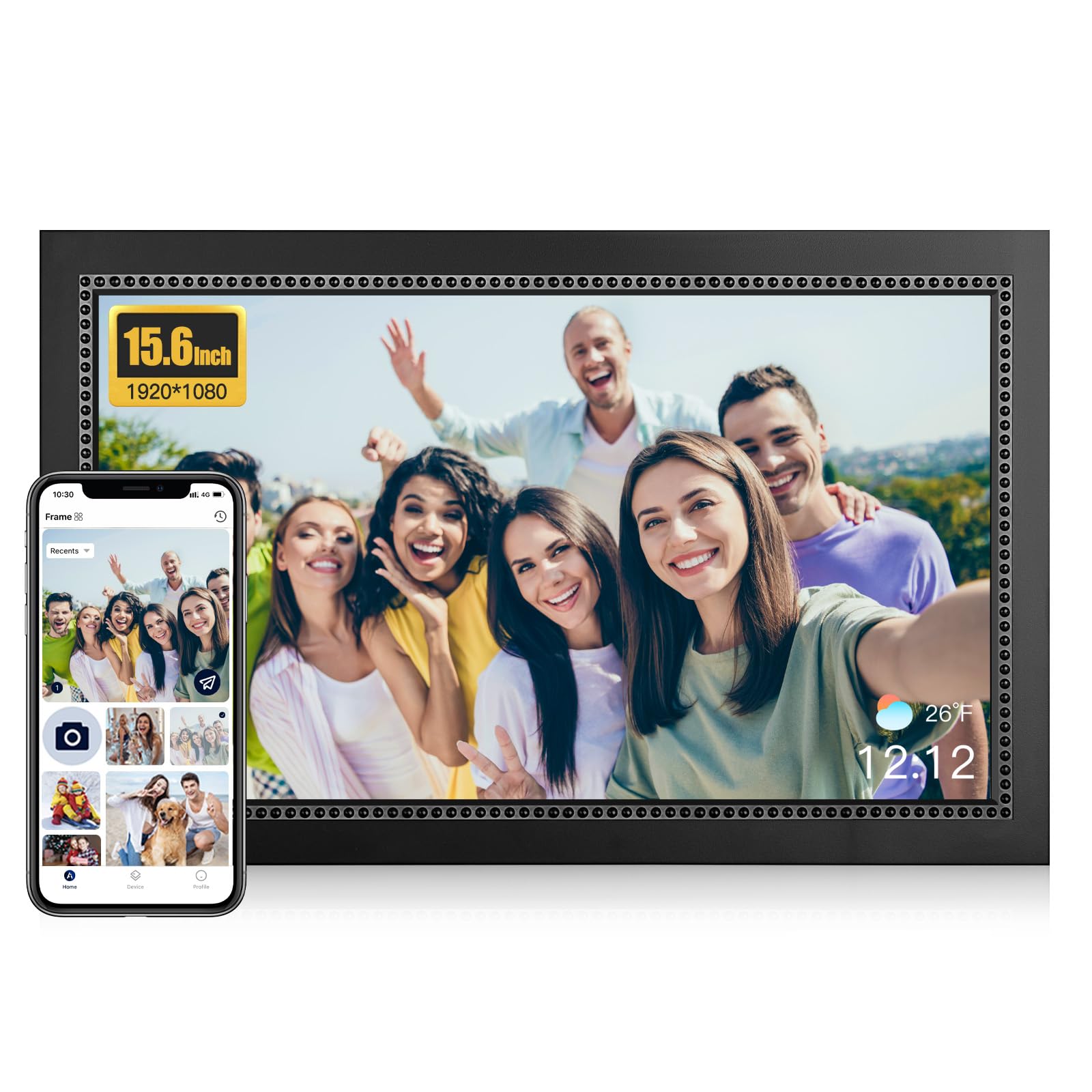 Togcey 15.6 Inch Digital Picture Frame WiFi Smart Digital Photo Frame 32GB, Electronic Picture Frame IPS HD Touchscreen Programmable, Auto-Rotate, Share Photos Instantly