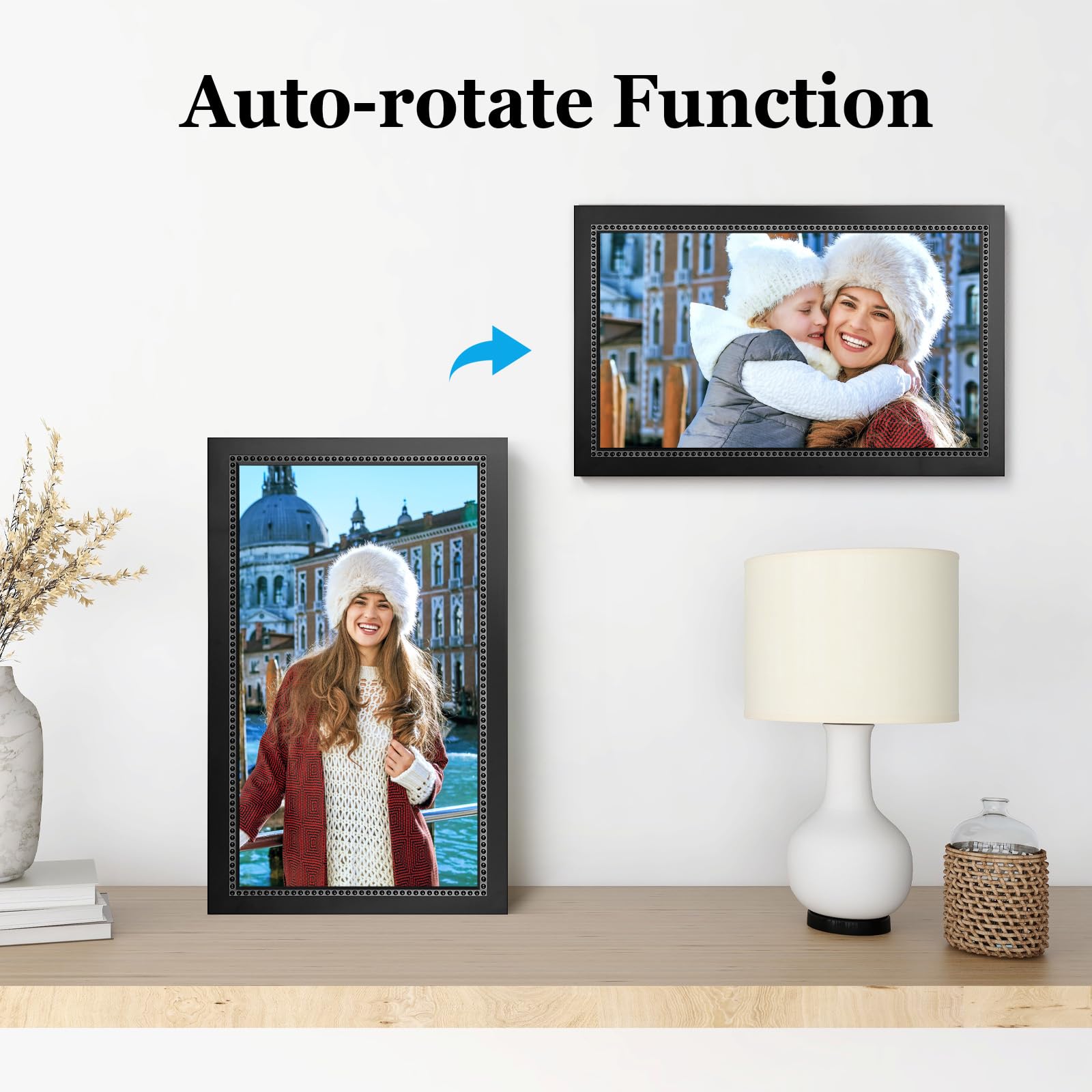 Togcey 15.6 Inch Digital Picture Frame WiFi Smart Digital Photo Frame 32GB, Electronic Picture Frame IPS HD Touchscreen Programmable, Auto-Rotate, Share Photos Instantly