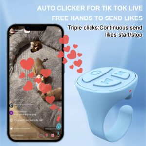 SOFAMIRI TikTok Scrolling Ring Remote Control Kindle App Page Turner Bluetooth Media Button Remote Selfie TIK Tok Scrolling Ring for iPhone iPad iOS Android (D02, Blue)