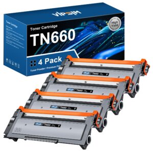 tn660 toner cartridge brother printer - replacement with brother tn 660 tn-660 tn630 high yield to use with hl-l2380dw hl-l2320d hl-l2340dw dcp-l2540dw mfc-l2700dw mfc-l2720dw printer (black, 4 pack)