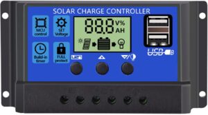 12v/ 24v auto solar charge controller photovoltaic panel regulator with adjustable lcd display dual usb port timer setting pwm auto parameter (30 a)
