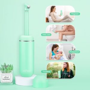 Easy@Home Portable Bidet for Travel: Peri Bottle for Postpartum Care - Handheld Sprayer for Women & Men | 380ml(12.8oz) Large Personal Hygiene Cleaning Bottle | EPB-01 Green