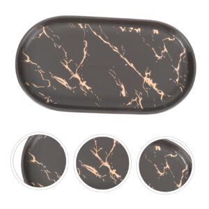 Didiseaon 2pcs Marble Storage Tray Small Ceramic Oval Display Tray Oval Jewelry Tray Ceramic Serving Dishes Makeup soap Dish Holder Sundries Organizing Tray Marbling Ceramic Plate Ceramics