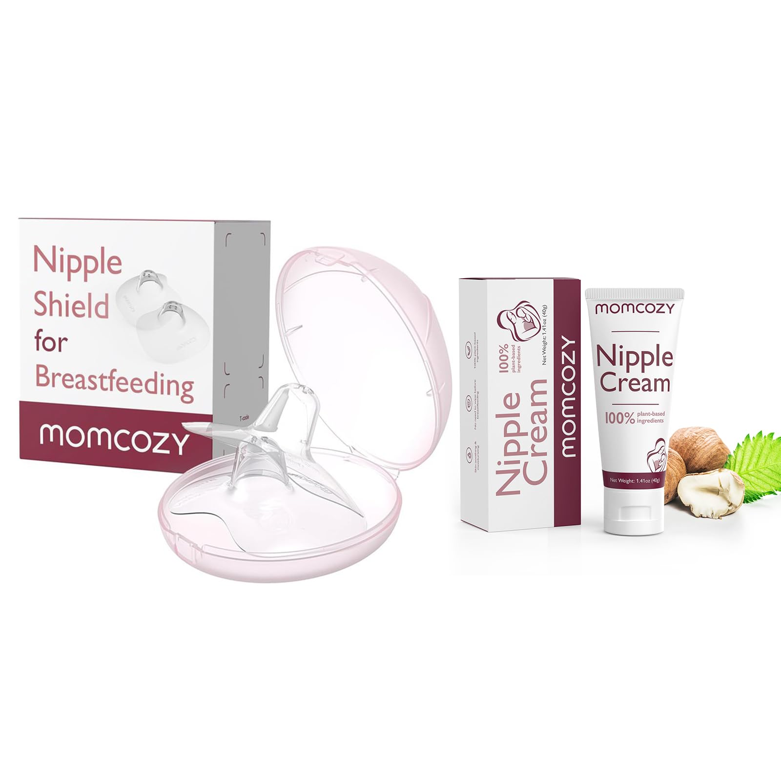 Momcozy Contact Nipple Shields, Include Carry Case (24mm) & Momcozy 100% Natural Nipple Cream