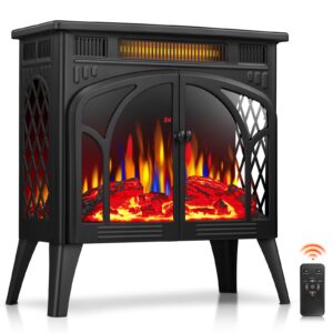 zafro electric fireplace heater,5,100 btu freestanding fireplace with remote control and timing function,adjustable flame color,500w/1500w,black