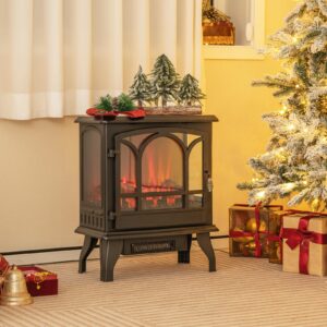 ORALNER Electric Fireplace Heater, 23-Inch Freestanding Fireplace Stove with Realistic Flame Effect, Remote & 6H Timer, Overheat Protection, Portable Fireplace for Living Room Bedroom, 1400W, Black