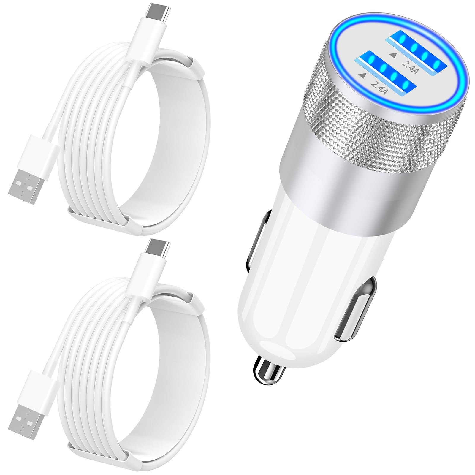 【MFi Certified】iPhone 15 Fast Car Charger, Braveridge 4.8A USB Car Charger Fast Charging Cigarette Lighter USB-C Car Charger+2Pack Type-C Charge Cable for iPhone 15 Plus/15 Pro/15 Pro Max/iPad Pro/Air