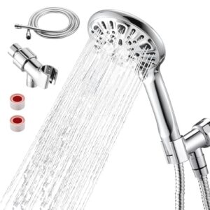 shower head with handheld 9 functions high pressure rain shower heads with handheld spray combo 59'' hose & holder powerful detachable shower head for bathroom, chrome