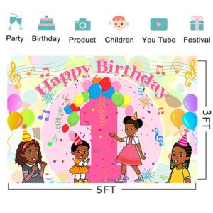 Black Girl Backdrop for 1st Birthday Party Supplies 59x38in Girl Banner for Baby Shower Birthday Party Decoration