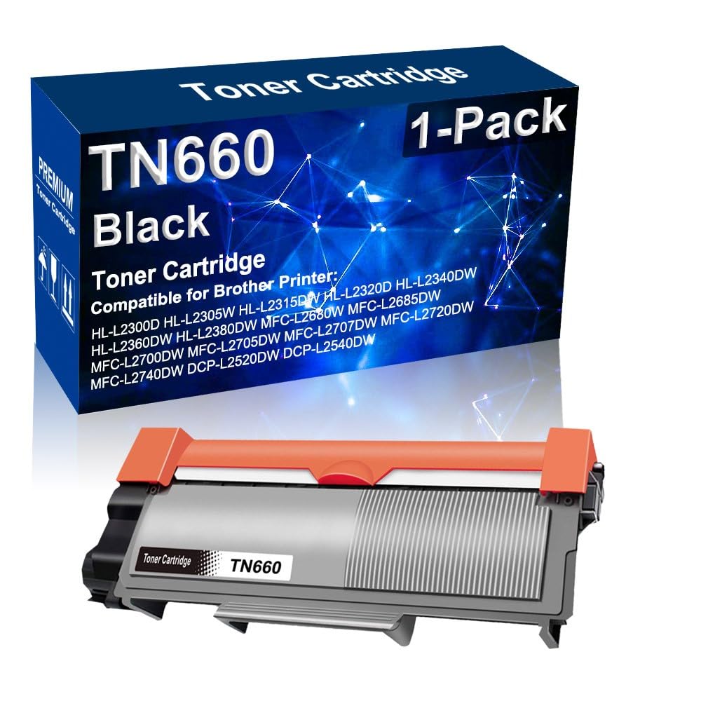 1-Pack Compatible High Capacity TN660 TN-660 Printer Toner Cartridge Used for Brother HL-L2305W HL-L2320D HL-L2380DW MFC-L2700DW MFC-L2707DW DCP-L2540DW Printer (Black 2,600 Pages)