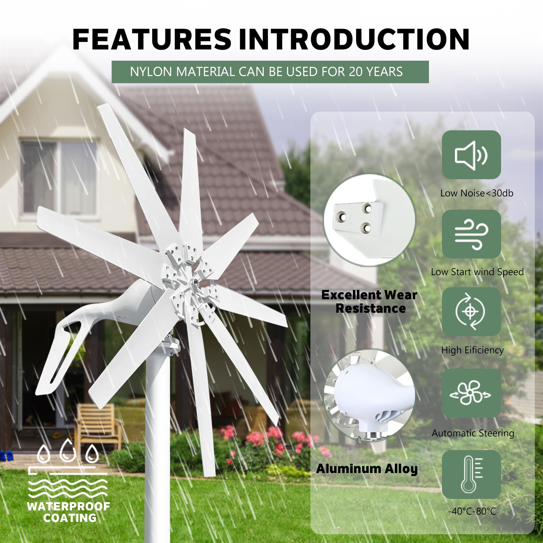 Smaraad 600W 12V Wind Turbine Generator, Wind Generator Kit with Charge Controller, Wind Power Generator for Marine, RV, Home, Windmill Generator Suit for Hybrid Solar Wind System