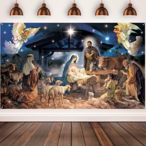 tatuo christmas decoration christmas religious backdrop holy nativity photography background christmas photography background for winter xmas outdoor indoor church medieval party supplies, 73 x 43 in