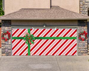 hosuly 6.6 x 16ft double christmas garage door banner large merry christmas hanging backdrop decorations indoor outdoor christmas garage door cover for xmas holiday party (candy boxes style)