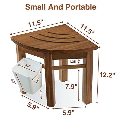 12 Inch Teak Showr Stool and 19 Inch Teak Shower Bench for Inside Shower