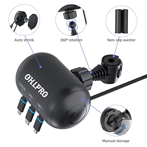 OHLPRO Retractable Car Charger, Up to 100W Super Fast Charging 4-in-1 Car Phone Charger,2.6FT Retractable Cables and Dual Port Cigarette Lighter USB Charger for iPhone 15,14,13,12,iPad,Samsung,Pixel