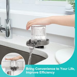 Cup Washer for Sink, Glass Rinser for Kitchen Sink Suitable for Cleaning All Kinds of Cups/Bottles Bottle Washer for All Occasions Silver