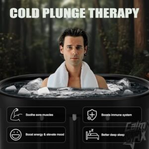 CalmMax Oval Ice Bath Tub for Athletes XL Portable Cold Plunge Tub for Cold Water Therapy Ice Baths at Home Outdoor Gym - 101 Gal Capacity (IB001 Version)