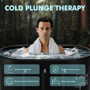 CalmMax Oval Ice Bath Tub for Athletes XL Portable Cold Plunge Tub for Cold Water Therapy Ice Baths at Home Outdoor Gym - 101 Gal Capacity (IB001 Version)